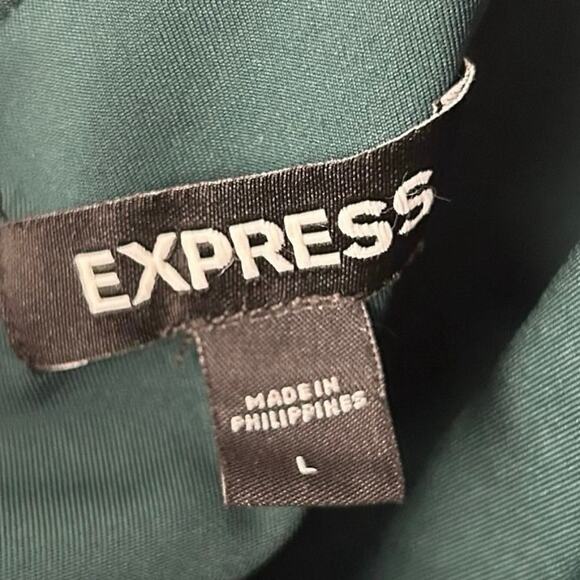 Express Women Velvet One Shoulder Pants Jumpsuit Green Christmas Holiday Large - Picture 5 of 8